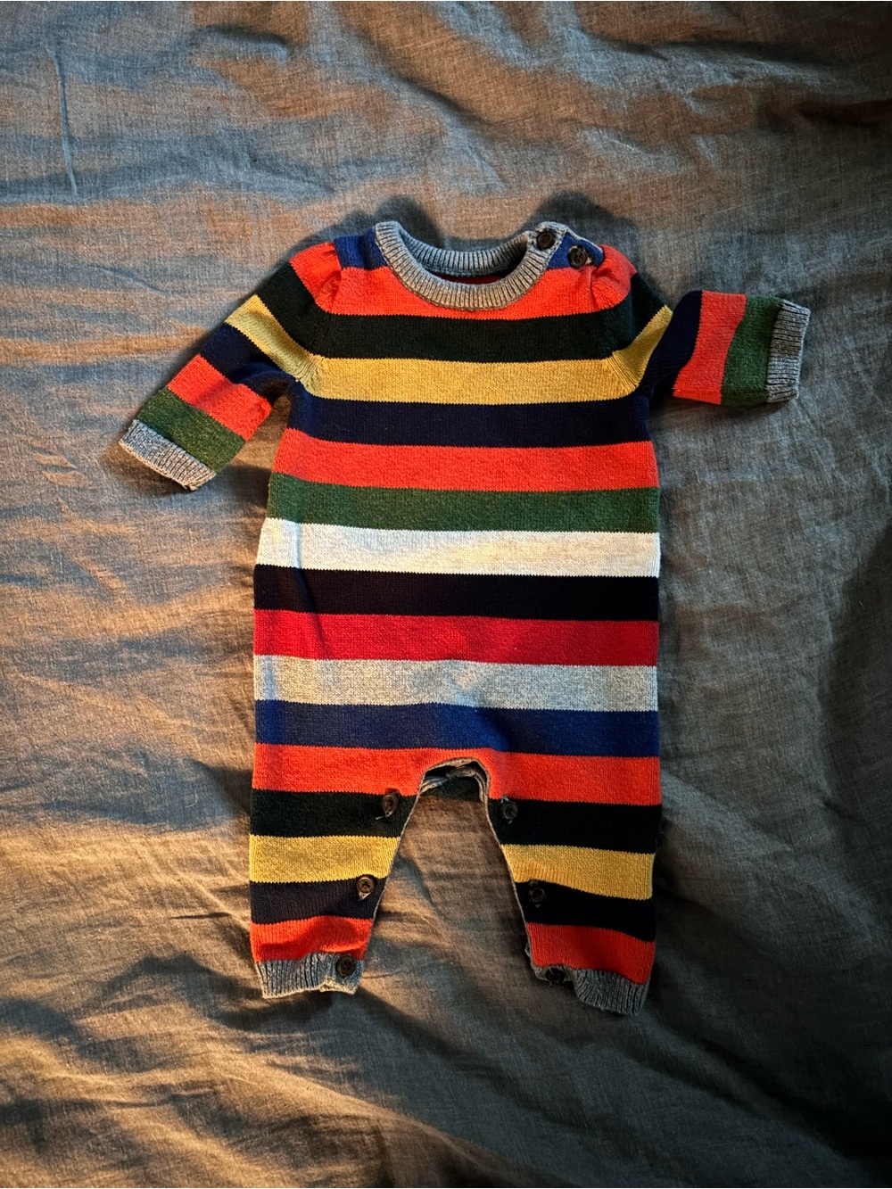 GAP Rainbow Striped Knit One-Piece - Red, Yellow, Green, Blue, Black, White
